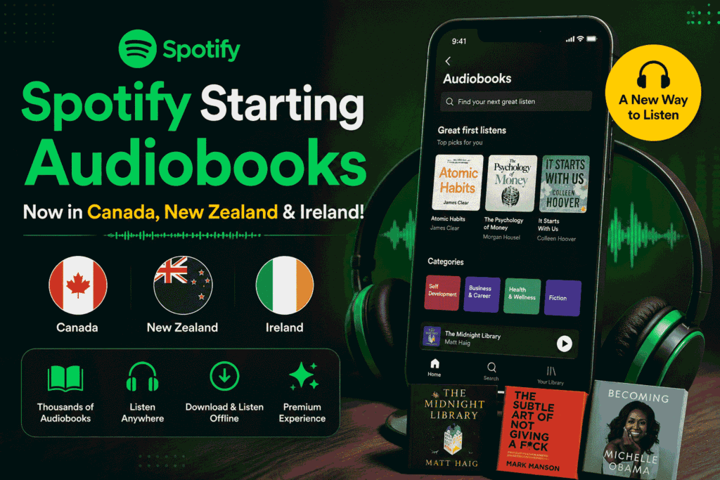 Spotify Start Audiobook in Canada, New Zealand & Ireland